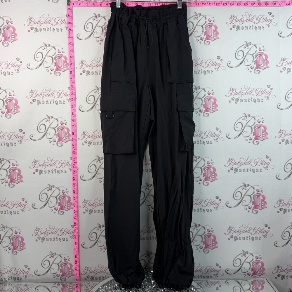 Pants cargo style elastic details pockets bottoms Black Cargo Jogger Pants y2k